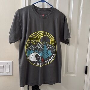 Funny Hanes “I Hate People” tee. Size M. Grey.